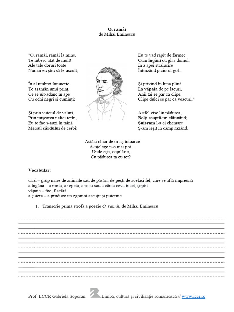 O, Rămâi, de Mihai Eminescu | PDF