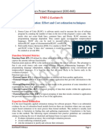 Software Estimation: Effort and Cost Estimation Techniques: Software Project Management (KOE-068)