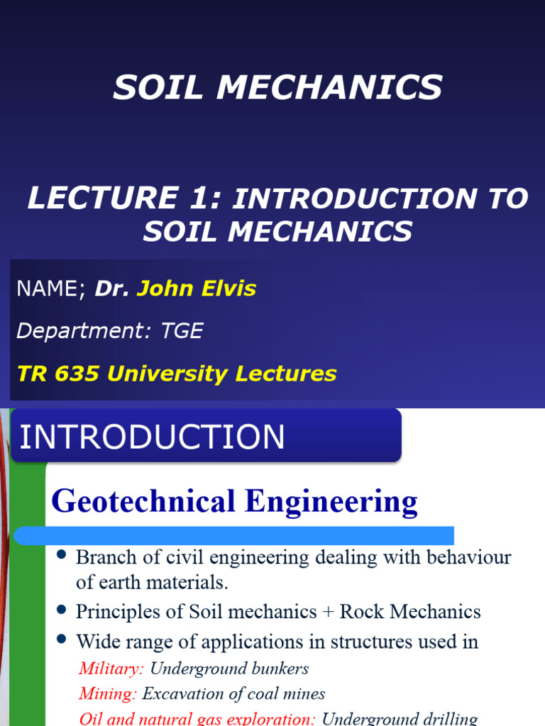 Lecture1 Introduction To Soil Mechanics Download Free Pdf