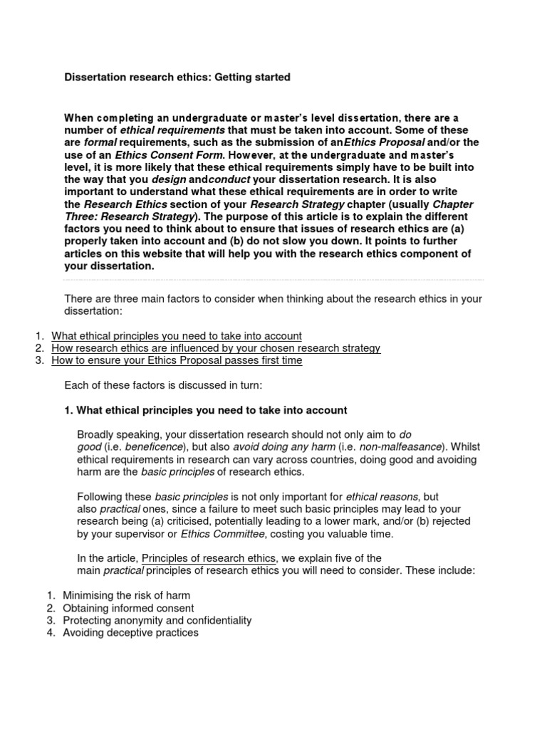 Dissertation Research Ethics Overview | PDF | Thesis | Informed Consent