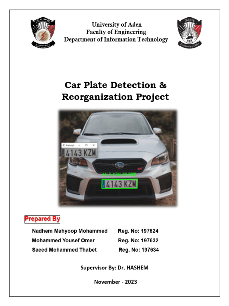 Car Plate Detection Program PDF Use Case Input/Output