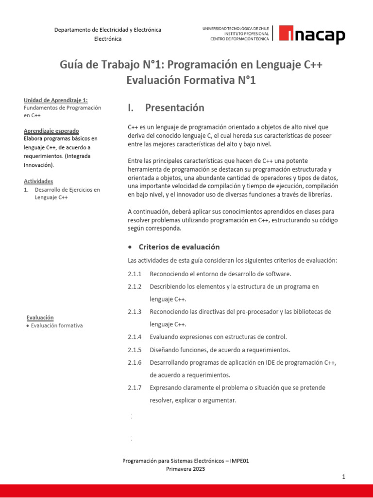Guía N 1 Programacion Lenguaje C Pdf Programación De Computadoras