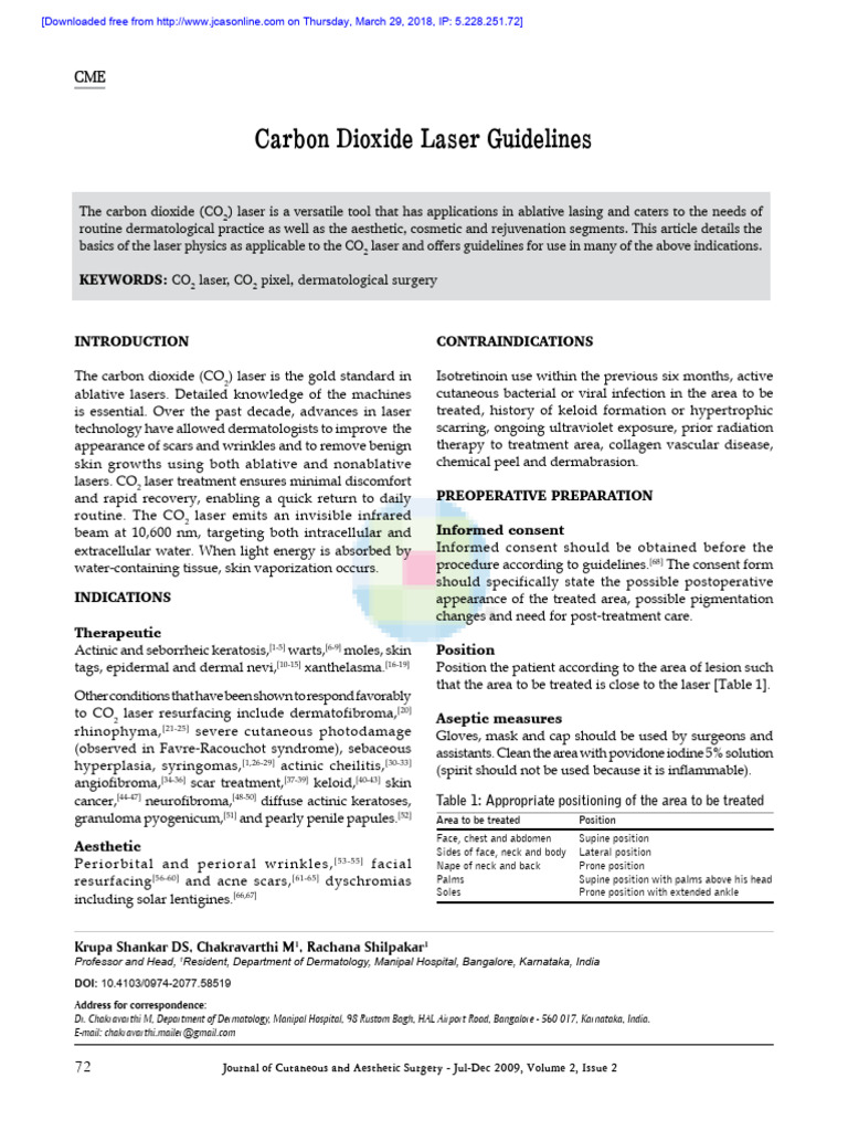 Carbon Dioxide Laser Guidelines Download Free PDF Scar Laser