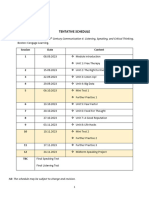 (22CTC02) Advanced Listening and Speaking C1 - Tentative Schedule