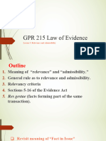 Lesson 3 (B) - Relevance and Admissibility