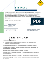 Certificado de Treinamento de NR 05 Djesk