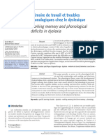 Mémoire de Travail Et Troubles Phonologiques Che Le Dyslexique