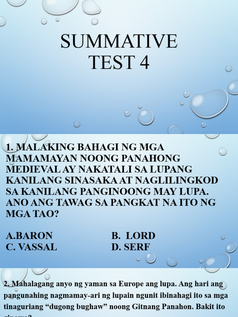 Summative Test 4 | PDF