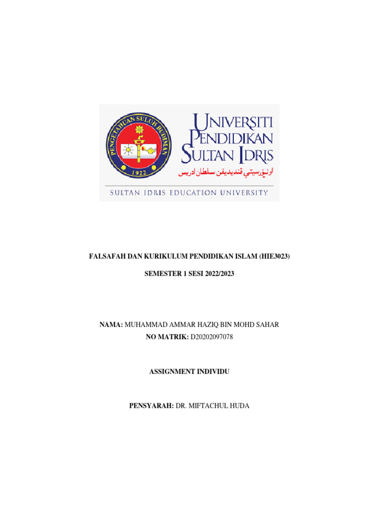 Contoh Assignment Pendidikan Islam | PDF