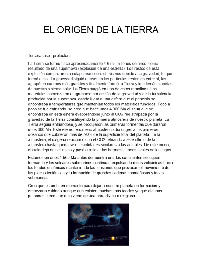 Formación De La Tierra Y Su Evolución Pdf Ciencia Y Matemáticas 
