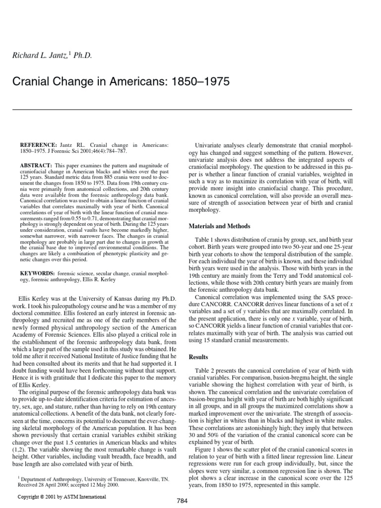Jantz (2001) - Secular Change | PDF | Science & Mathematics