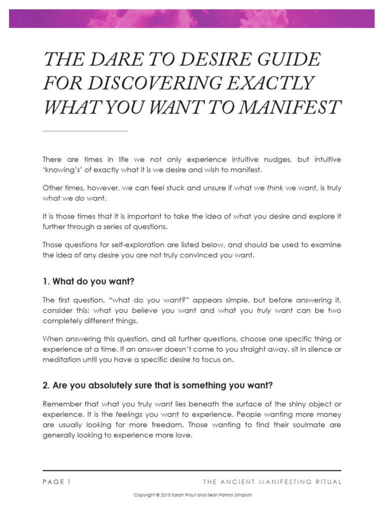 BONUS - The Dare To Desire Guide For Discovering Exactly What You Want ...