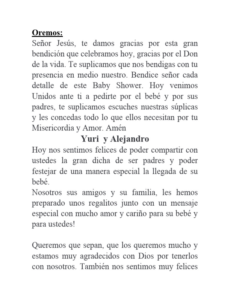 Baby Shower 2 | PDF | Oración | Amor, image size:768x1024
