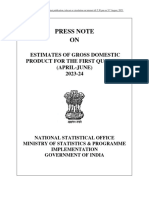 Press Note ON: Estimates of Gross Domestic Product For The First Quarter (April-June) 2023-24