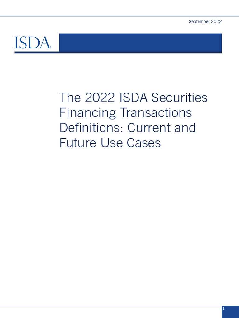2022 ISDA Securities Financing Definitions | PDF | Derivative (Finance ...