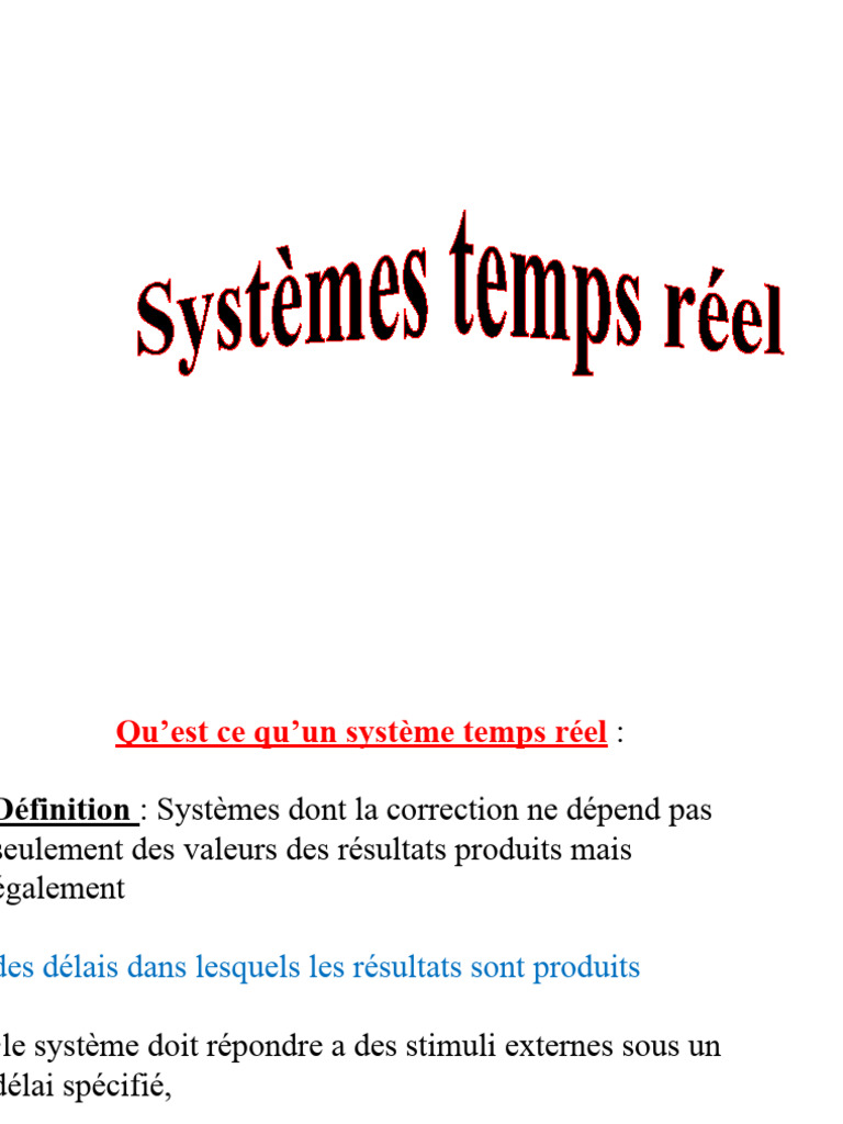 Définition des systèmes temps réel | PDF | Ordonnancement dans les ...