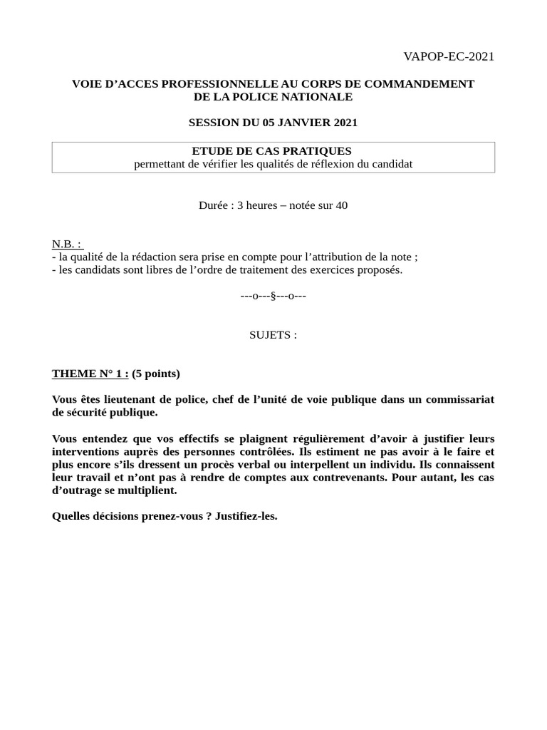 Étude de cas pour officiers de police
