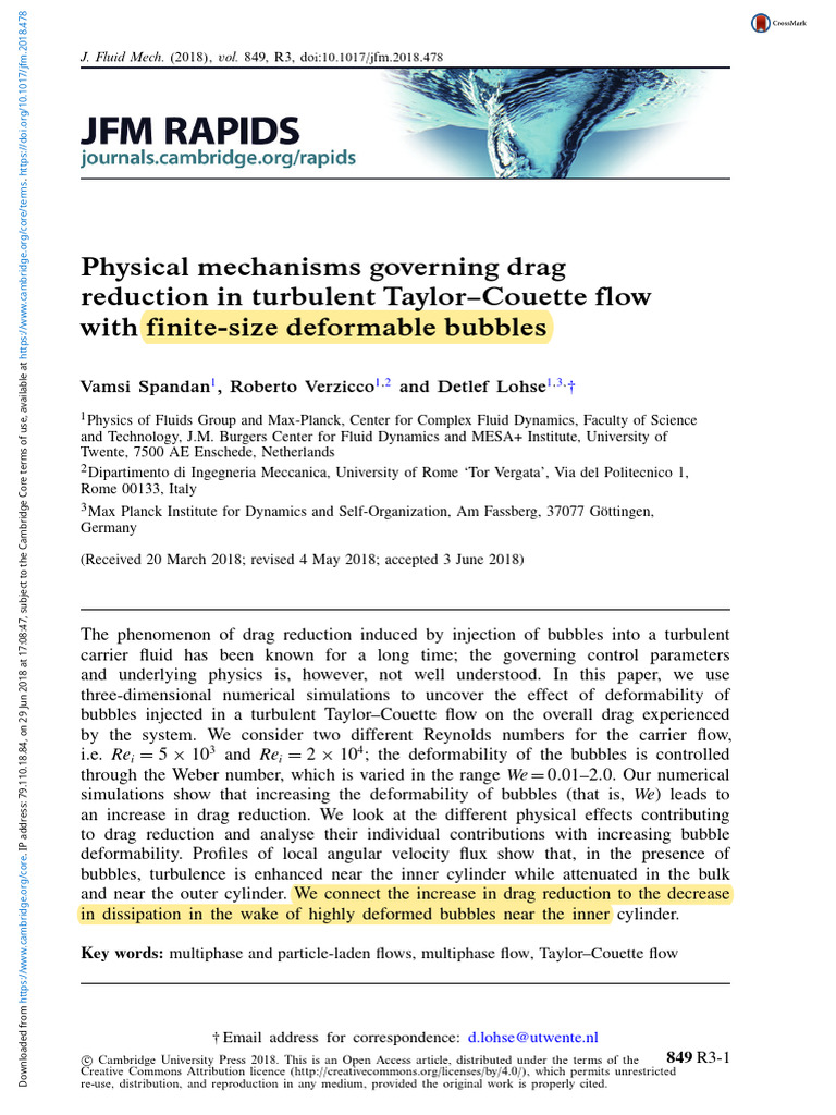 Drag Reduction in Turbulent Taylor-Couette Flow | PDF | Drag (Physics ...