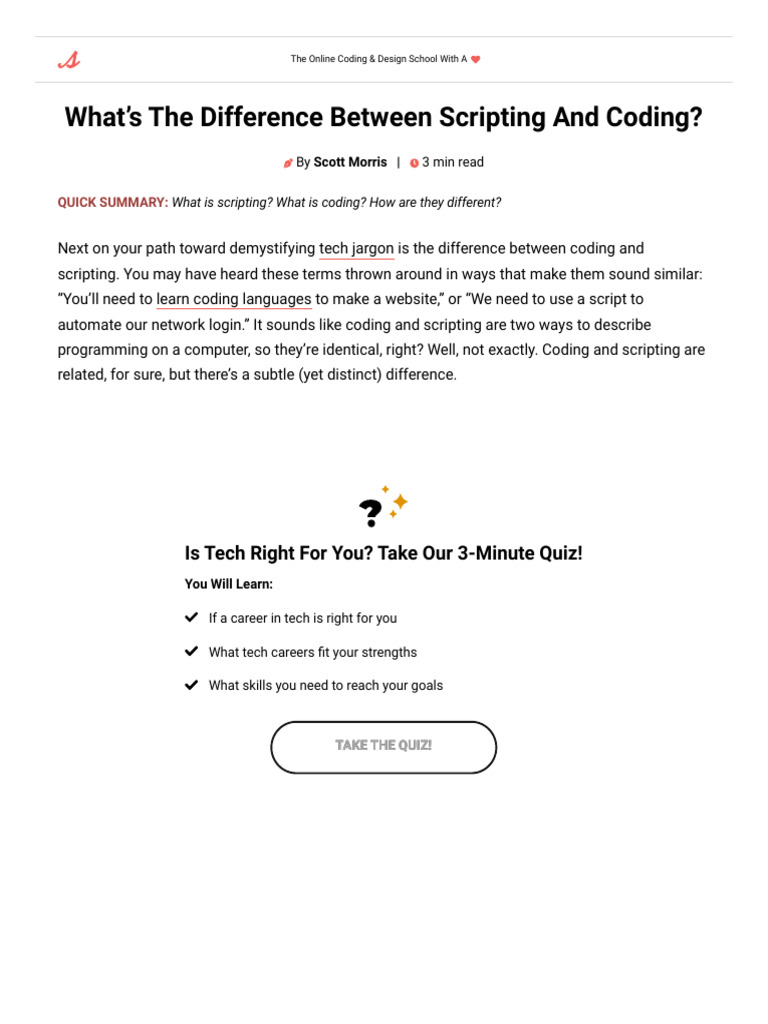 What's The Difference Between Coding and Scripting - Skillcrush | PDF ...