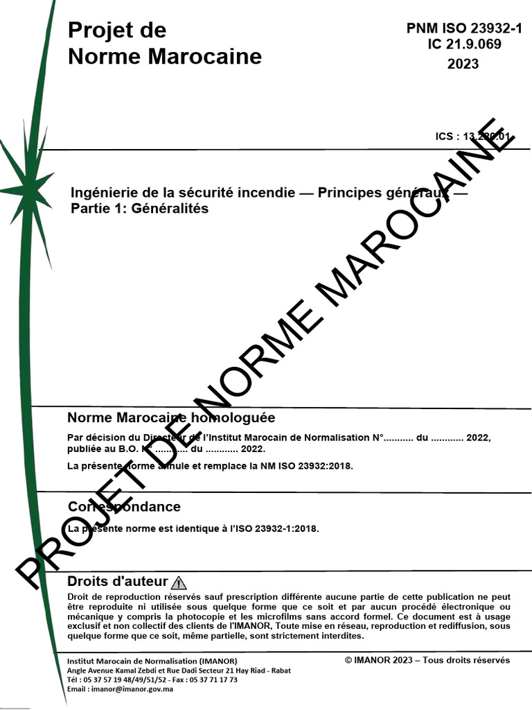 Norme Marocaine NM ISO 23932-1:2023 | PDF | Sécurité des systèmes d ...