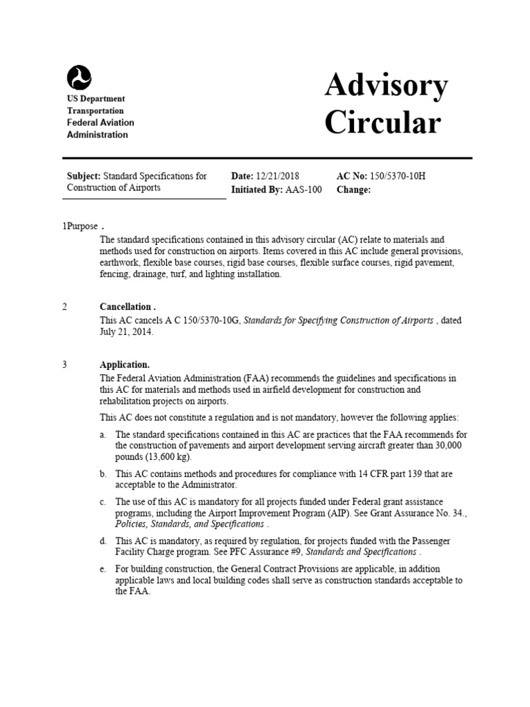 FAA Airport Construction Specifications | PDF | Quality Assurance ...