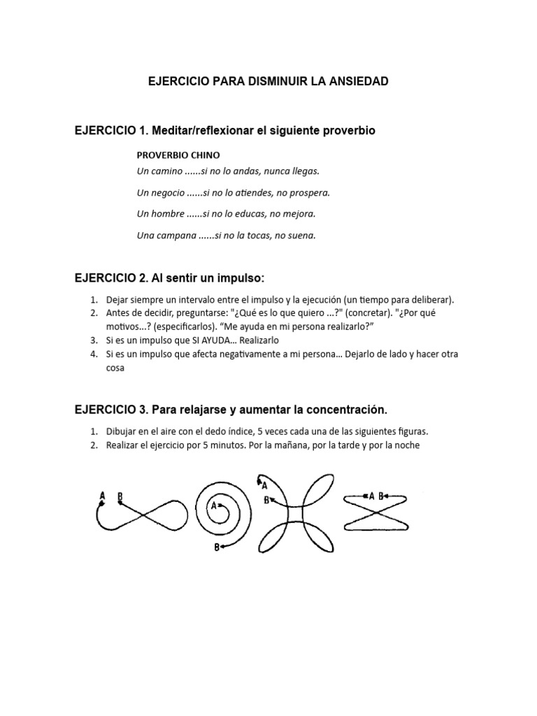 Ejercicio Para Disminuir La Ansiedad Pdf