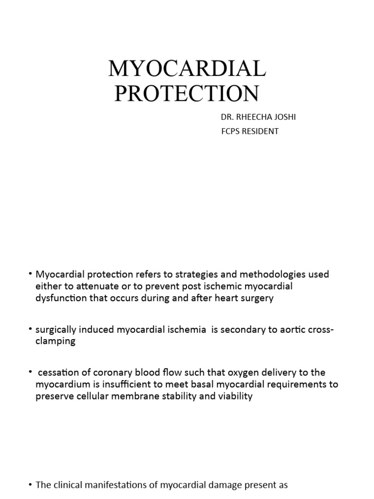 Myocardial Protection Strategies in Surgery | PDF | Cardiac Muscle ...