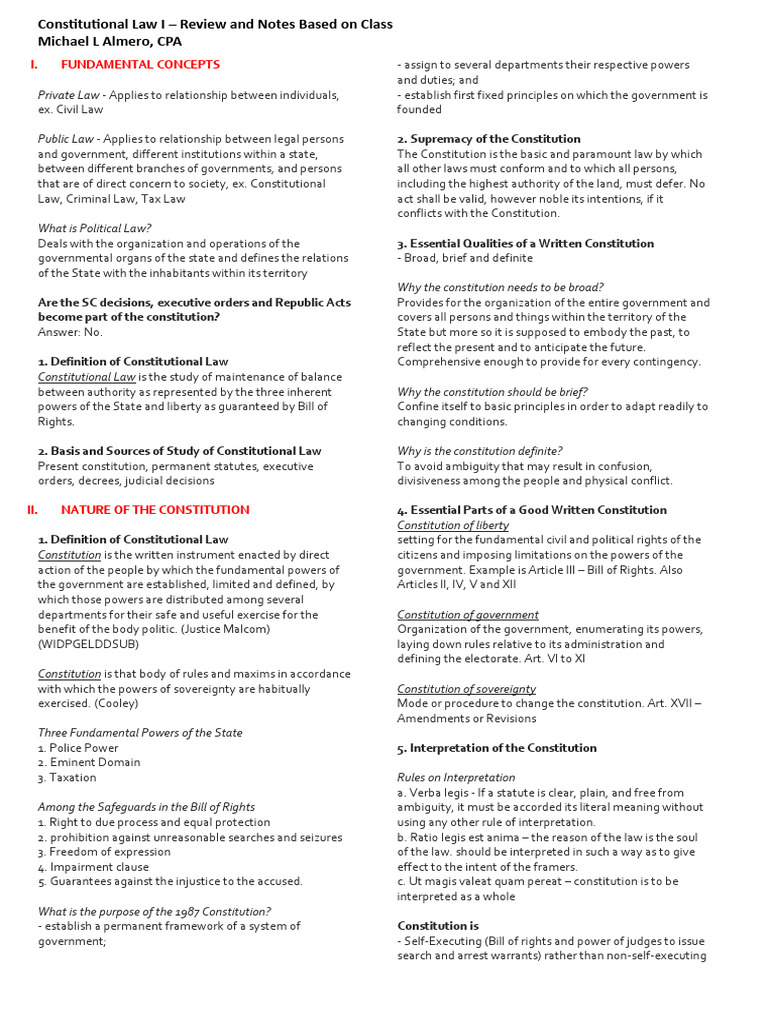 Constitutional Law I - Reviewer | PDF | Territorial Waters ...