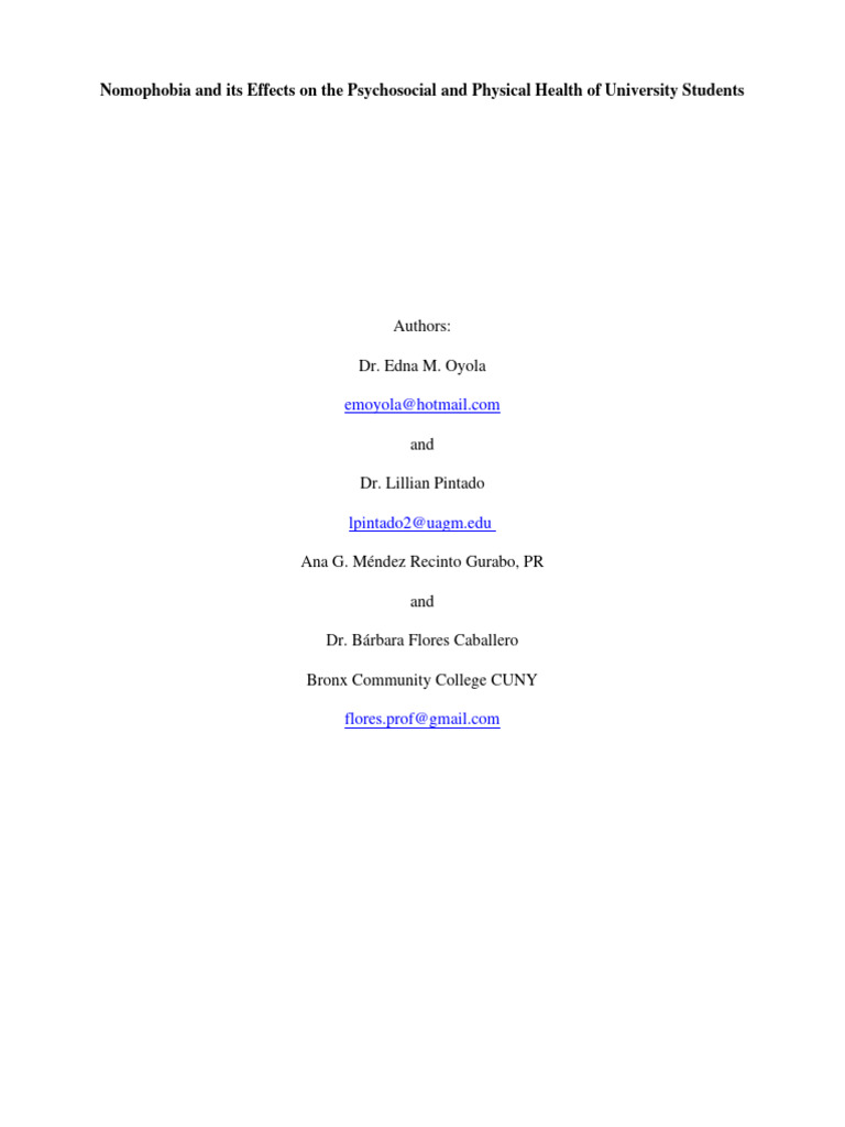 PDFNomophobia and Academic Performance: Exploring the Cognitive and ...