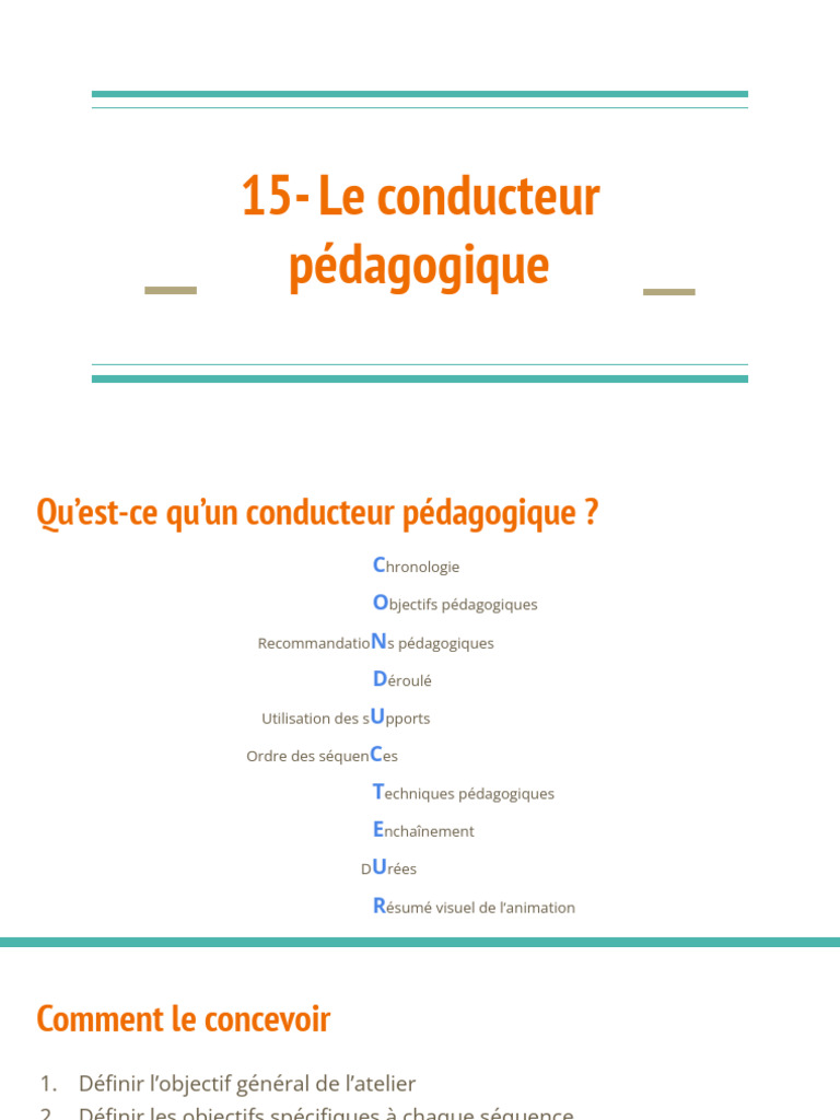 Élaboration d'un Conducteur Pédagogique | PDF
