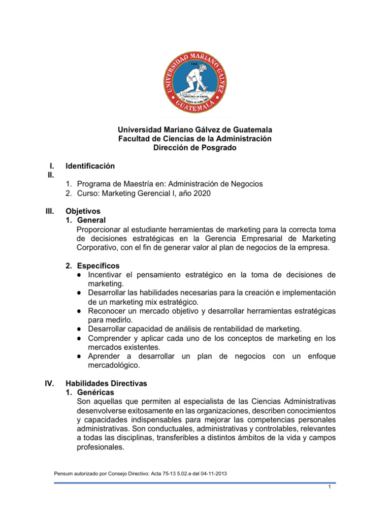 00 Programa Marketing Gerencial 1 2020 | PDF | Marketing ...