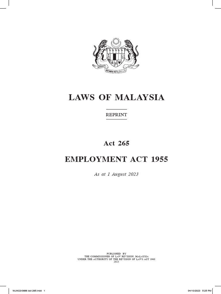 Employment Act 1955 Overview Malaysia | PDF | Employment | Wage