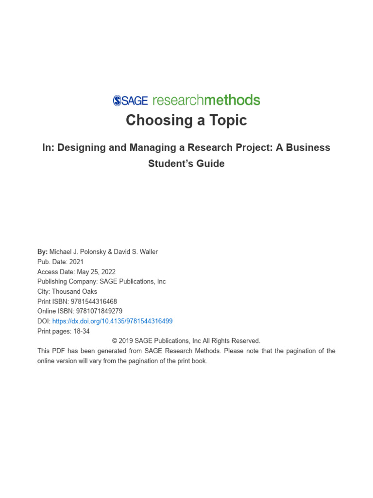 Chapter 2 Choosing A Topic Pdf Academic Journal Thesis
