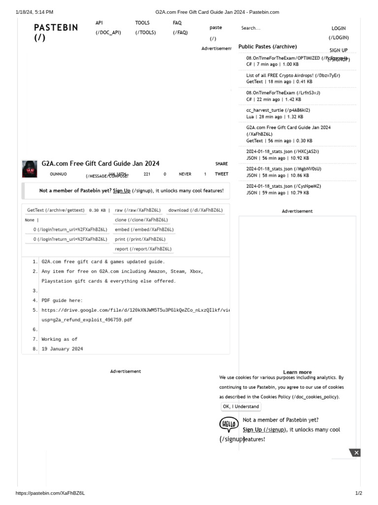 Free Gift Card Guide Jan 2024 PDF Computing Software