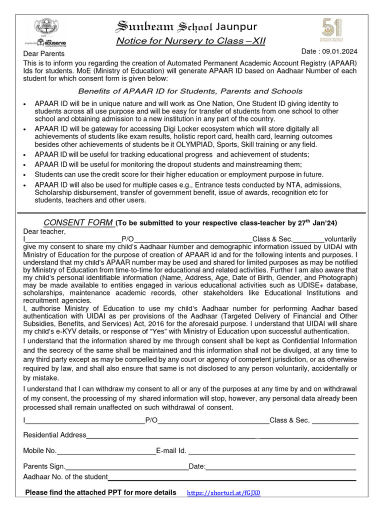 Notice &amp; PPT Apaar Id... | PDF