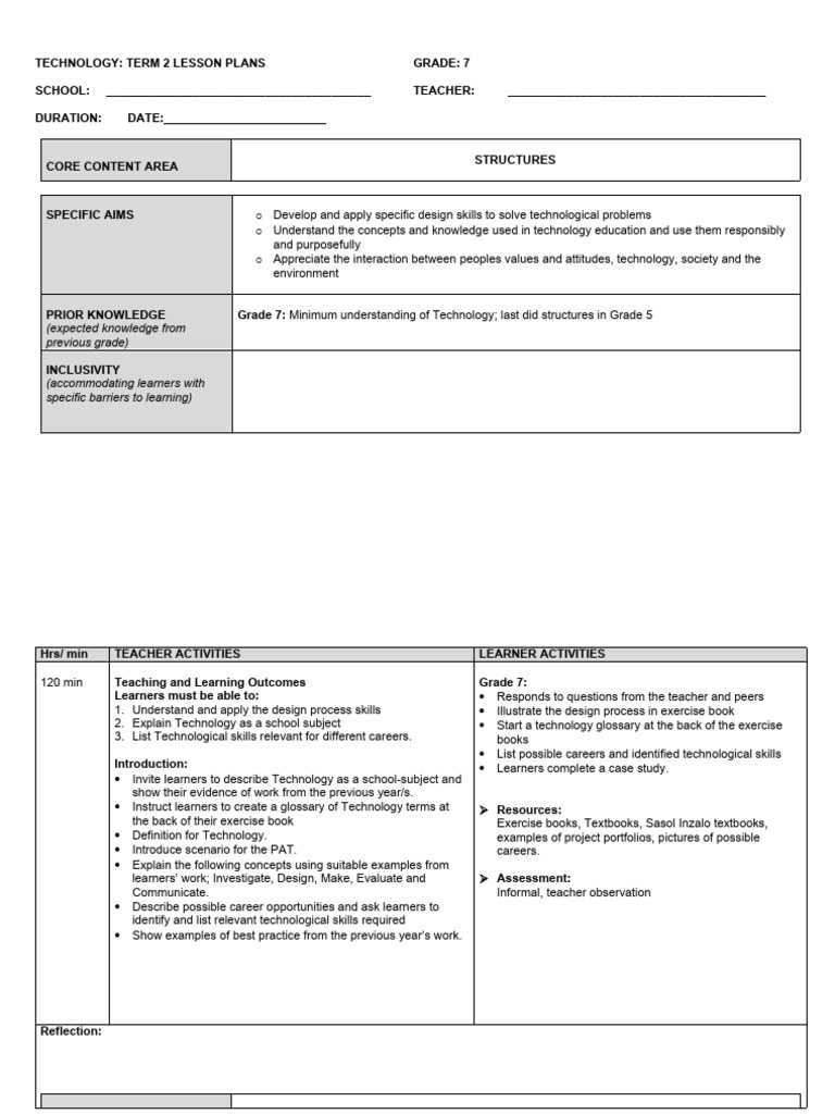 Technology 2020 GRADE 7 TERM 2 LESSON PLANS | PDF | Learning ...