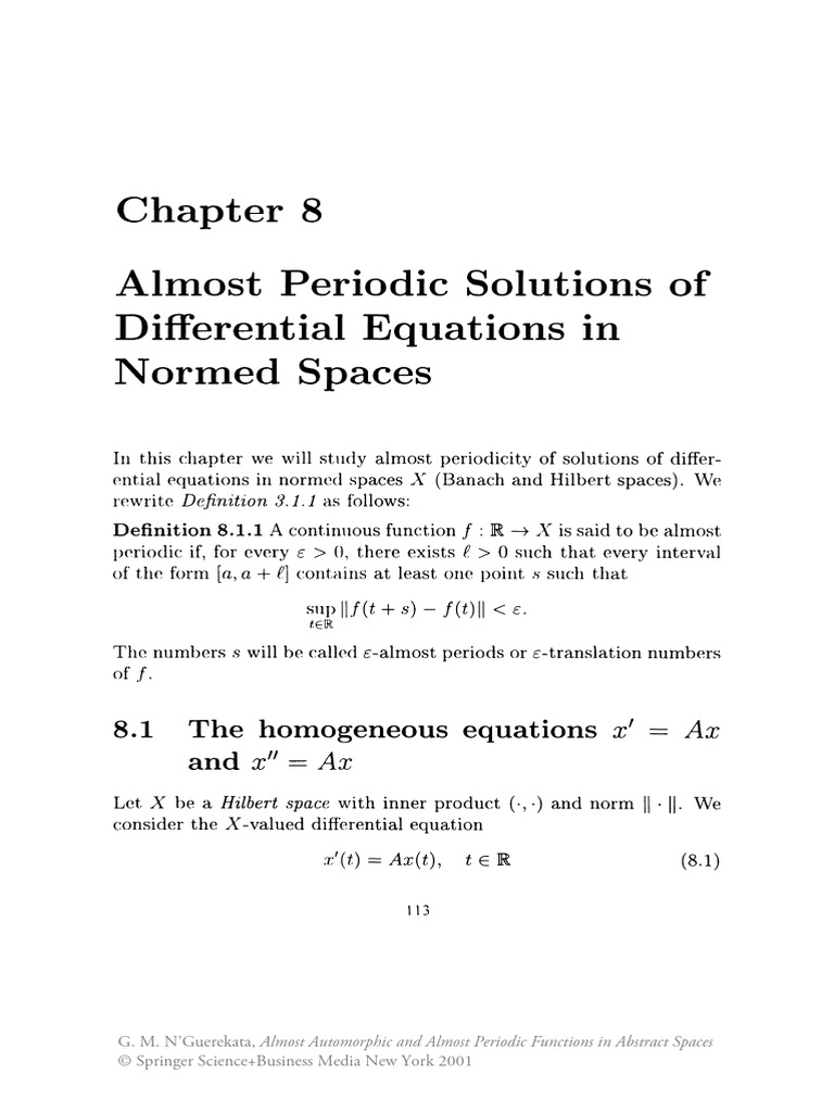 Almost Periodic Solutions of Differential Equations Normed Spaces PDF
