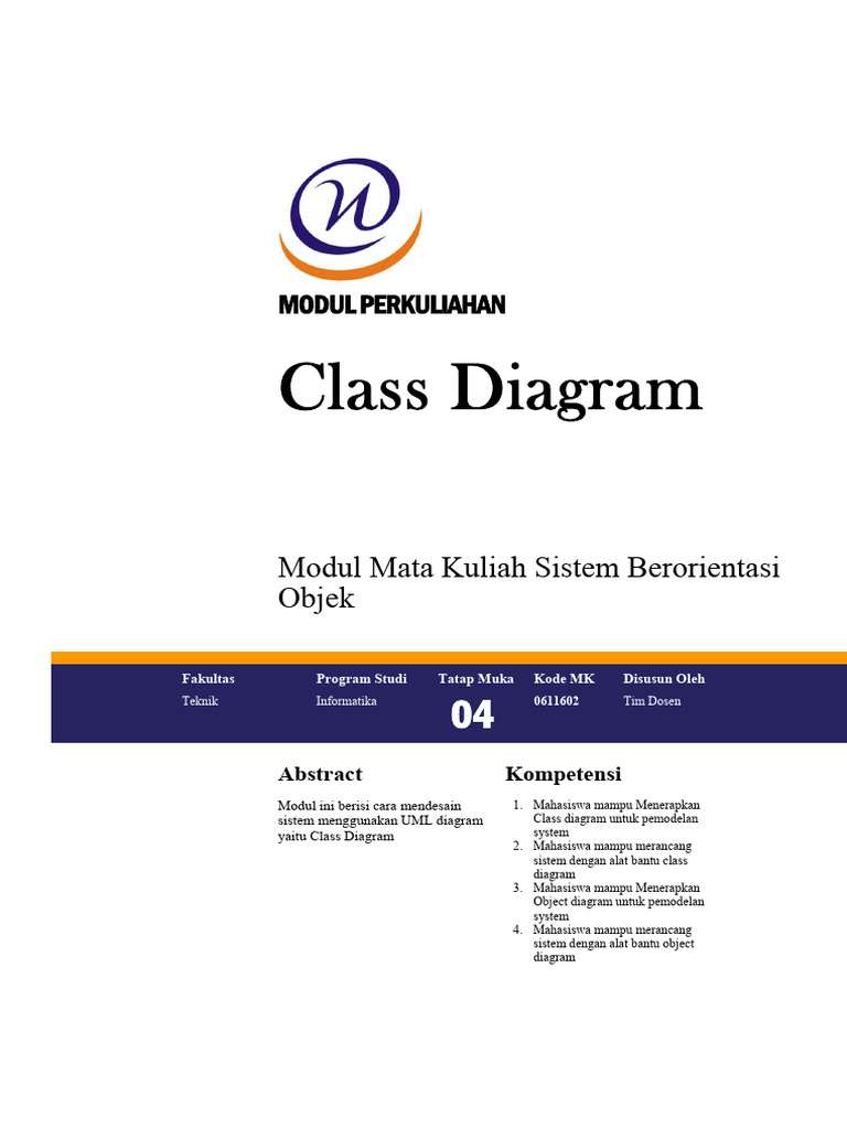 Modul Diagram Kelas dalam OOP | PDF | Metode & Bahan Ajar | Komputer