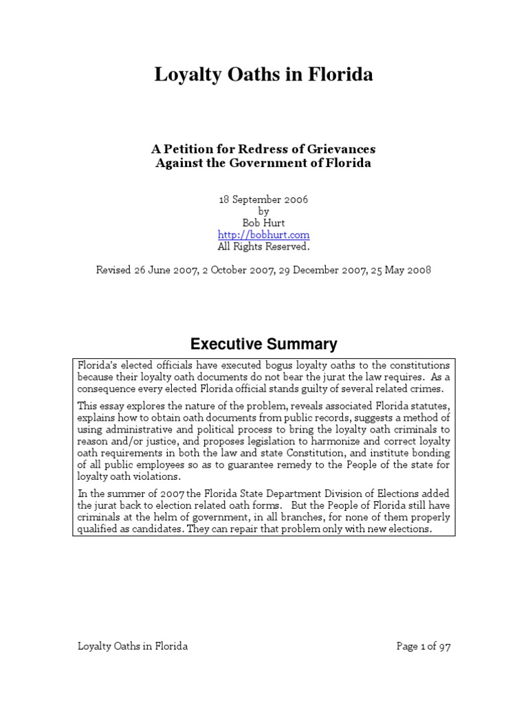 Loyalty Oaths in Florida | PDF | Oath Of Office | Sixth Amendment To ...
