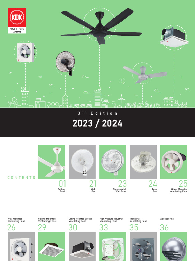 KDK Ceiling Fans Catalogue 2023/2024 | PDF | Mechanical Engineering ...