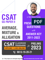 UNGIST CSAT Average, Mixture & Alligation PYQs 2011 2022