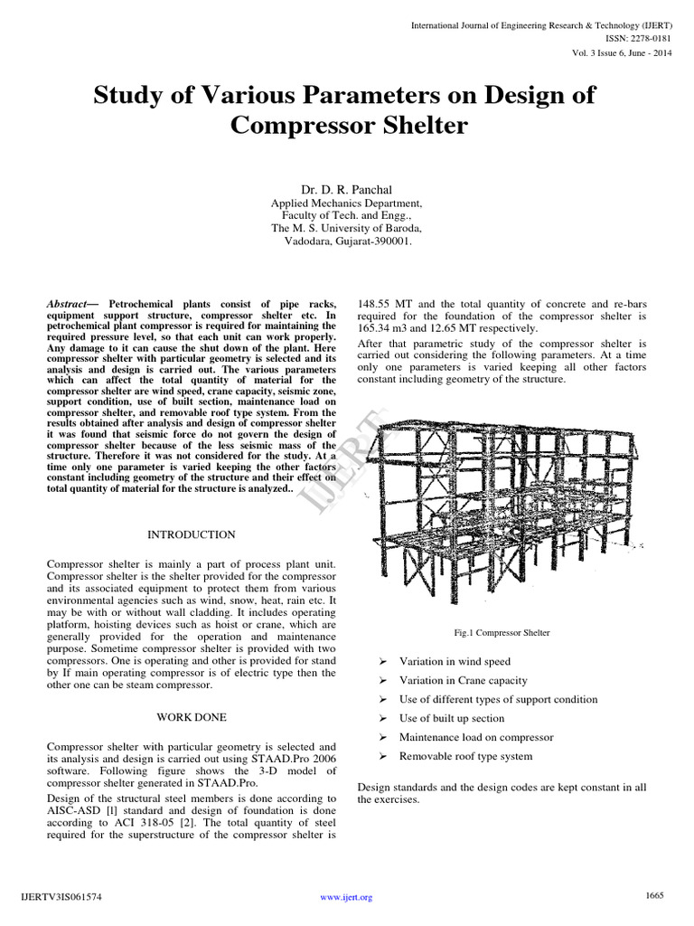Study of Various Parameters On Design of Compressor Shelter | PDF ...