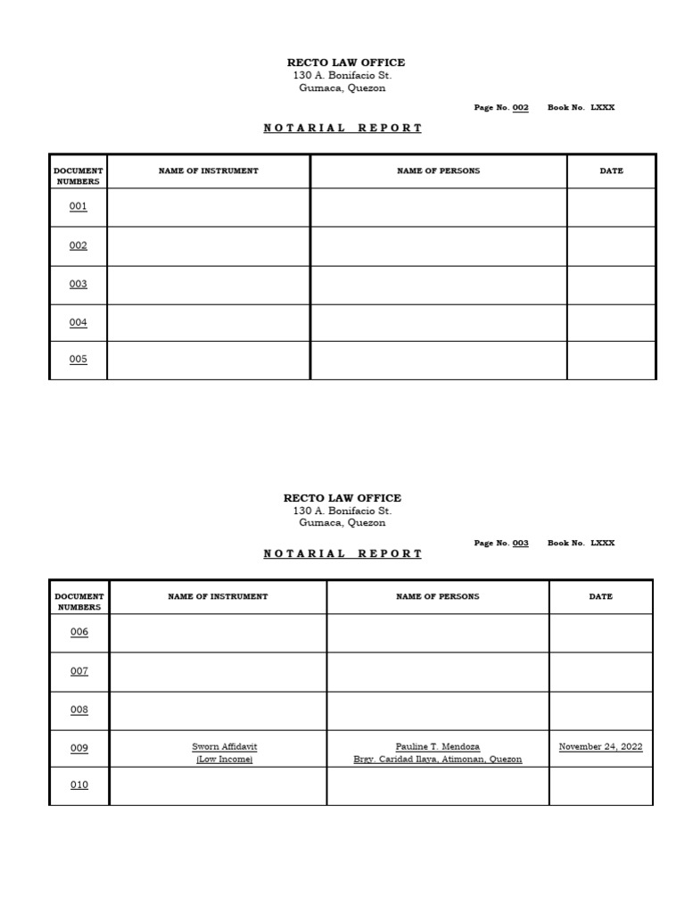 Notarial Report - Recto Law Office | PDF | Business Law | Common Law