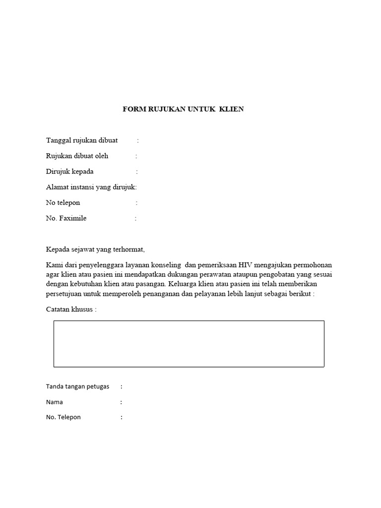 Formulir Rujukan Layanan HIV | PDF