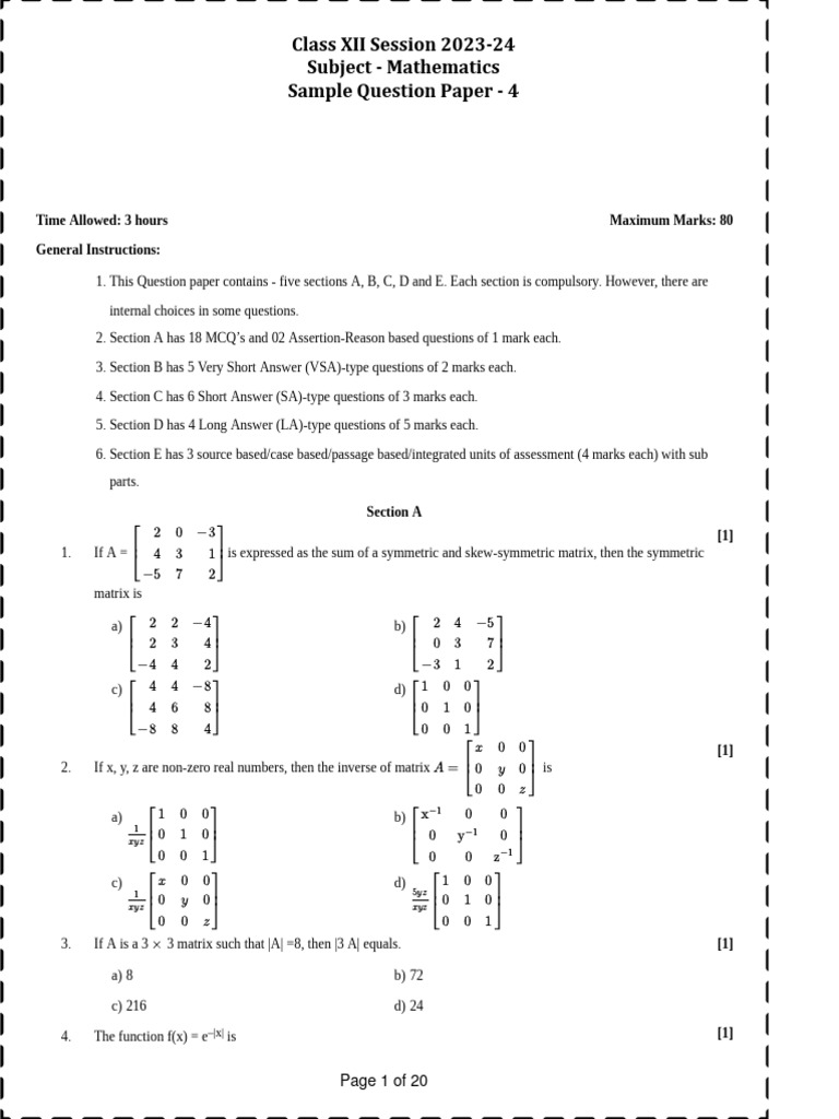Class 12 Math 4 | PDF | Cartesian Coordinate System | Equations