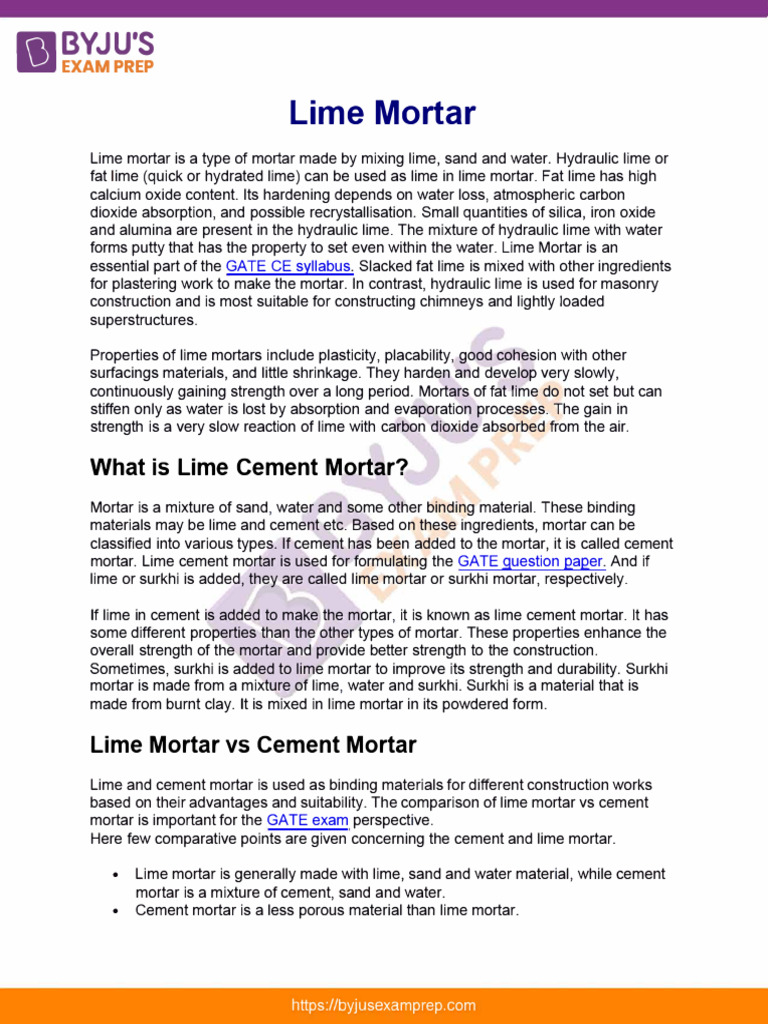 Lime Mortar Gate Notes 72 | PDF | Lime (Material) | Cement