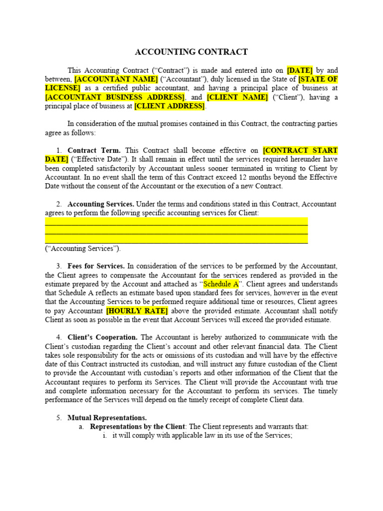 Accounting Services Contract Template | PDF | Indemnity | Business