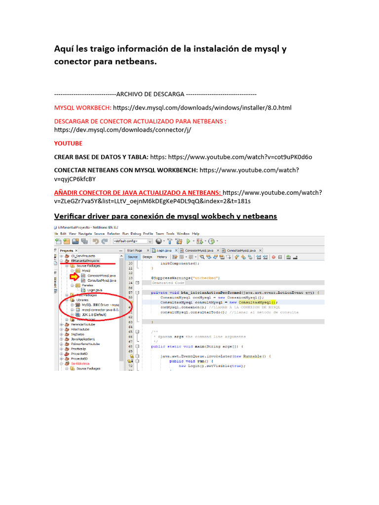 Informaci n de la instalaci n de mysql y conector para netbeans pdf
