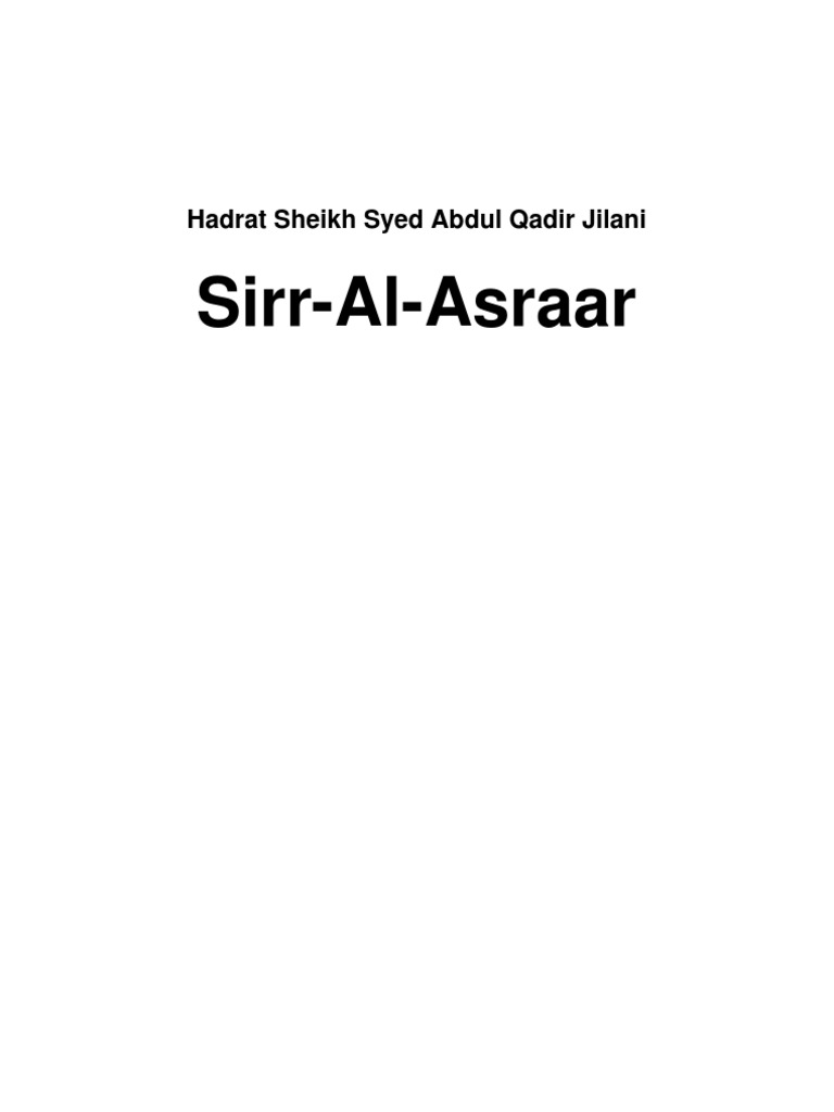 Sirr Al Asraar | PDF | Sufism | Spirituality