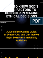 LESSON 5. How To Know God's Will - Factors To Consider in Making Ethical Decisions